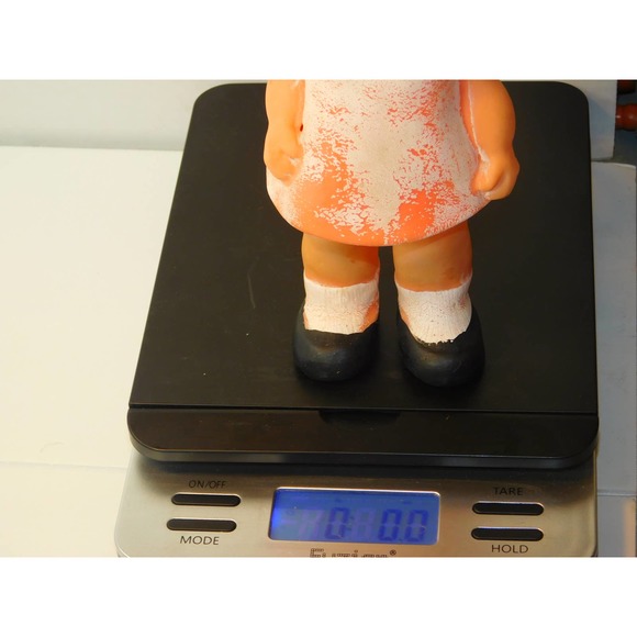 8" Vintage Rubber Girl with Pink Dress & Black Bow, Headband & Shoes - Picture 7 of 7